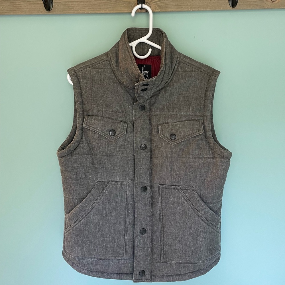 Gray Kane & Unke Sleeveless Button-Up Vest with Pockets - Picture 2 of 10